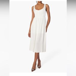 WeWoreWhat Corset Satin Charmeuse Midi Dress in Whisper White